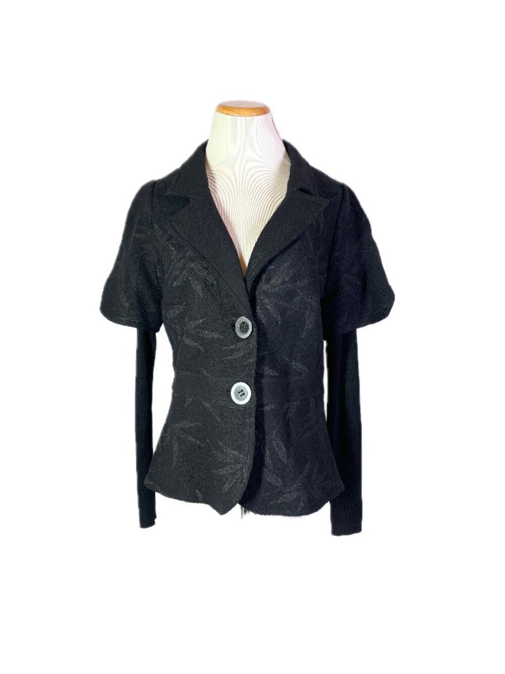 Picadilly Fashions Size S Layered Look Jacket Boiled Wool Black